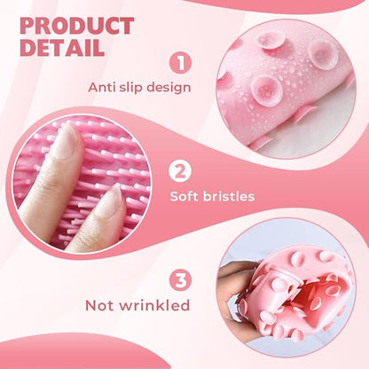 Silicone Shower Foot Scrubber Mat, 2025 Upgraded Exfoliating Bath Pad with Non-Slip Suction Cups Wall Mounted Foot Cleaning Mat (Blue)