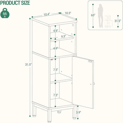 Bathroom Storage Cabinet, Corner Floor Cabinet with Shelves, Customized Door Opening Direction, Bathroom Organizer with Adjustable Shelf for Kitchen, Living, Toilet Paper Cabinet, White Brown