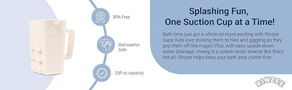 Rinzee® Baby Bath Cup with Suctions - BPA Free, 100% Food Grade Silicone Rinse Cup, Clutter-Free Tub Area, Kids Learning Tool, Sticks to Tiles, Drains Water Upside Down- "Patent Pending"