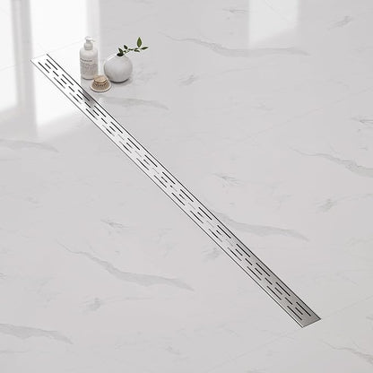 Neodrain 60 Inch Rectangular Linear Shower Drain with Brick Pattern Grate, Brushed 304 Stainless Steel Bathroom Floor Drain, Shower Linear Drain &Leveling Feet, Hair Strainer, CUPC Certified