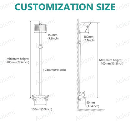 Aolemi Outdoor Shower Kit Fixtures 6 Inch Center with Adjustable Slide Bar,6 Inch Showerhead,2-Handle with Mix Valve,Polish Chrome