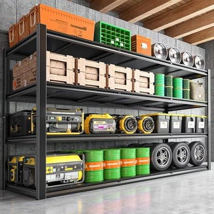 59.8" H Garage Shelving 2400LBS Metal Shelving Unit Adjustable Garage Storage Shelves 4 Tier Heavy Duty Storage Rack for Pantry, Warehouse, Industries, 59.8" W x 59.8" H x 24.2" D
