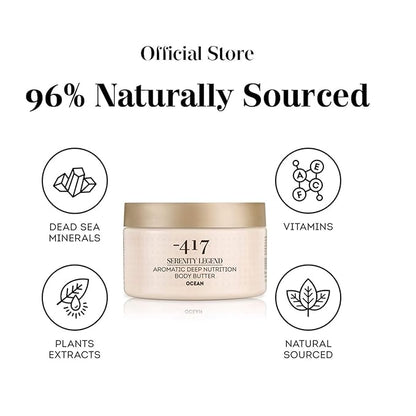 -417 Dead Sea Cosmetics Ocean Deep Nutrition Body Butter For Dry Skin - Nourishes & Protects from UV Radiation - Softening Body Moisturizer - With Shea Butter & Aloe Vera - All Natural 8.4 oz