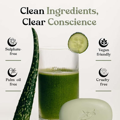 Elliqua Triple Milled Body Bar Soap – No.3 – Cucumber & Mint – Made in USA – Vegan, Plastic-Free, Natural, Eco-Friendly, Long-Lasting, Cruelty-Free – No Parabens or Sulfates