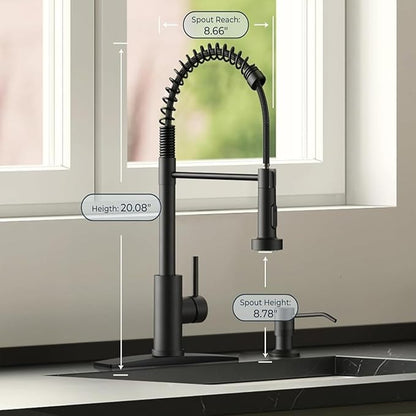 Smart Touch On Kitchen Faucet, 3 Modes Pull Down Sprayer, Sensor Activated, Ceramic Disc Valve, 360-Degree Rotation, 1 or 3 Hole Deck Plate. 10-Year Warranty. (KW-62R, Black)