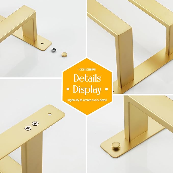 KOKOSIRI 16'' Towel Bars Bathroom 2-Tiers Ladder Brushed Gold Towel Rails Towel Holders Wall Mounted Towels Shelves Rack Stainless Steel, B5008BG-L16
