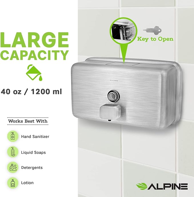Alpine Wall Mounted Stainless Steel Liquid Soap Dispenser
