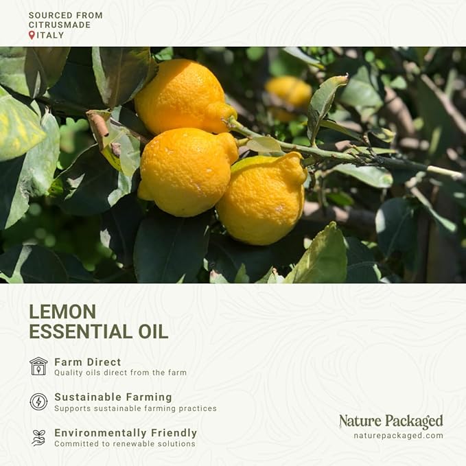 Lemon Essential Oil - Direct from Citrusmade Southern Italy - Cold Pressed - Aceite de Limón for Aromatherapy, Massage, Diffuser, DIY Candle and Soap Making - 2lbs