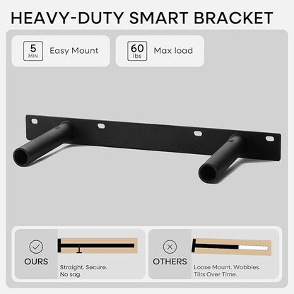 Homeforia Walnut 12 inch Floating Shelf, High End Solid Real Wood Small 12inch Floating Shelves for Wall Mounted, Dark Brown 12in Floating Shelves, Heavy Duty Bracket, 12 X 6.5 X 1.75 inches, Set of 3