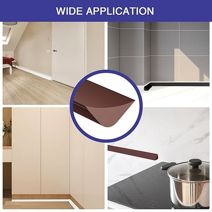 Flexible Molding Trim, Flexible Bendable Adhesive Caulking Strip, Molded Trim, Peel and Stick Home Decorative Edge for Bathroom, Kitchen, Floor, Wall (Dark Brown, 0.83in x 0.24in x 20ft)