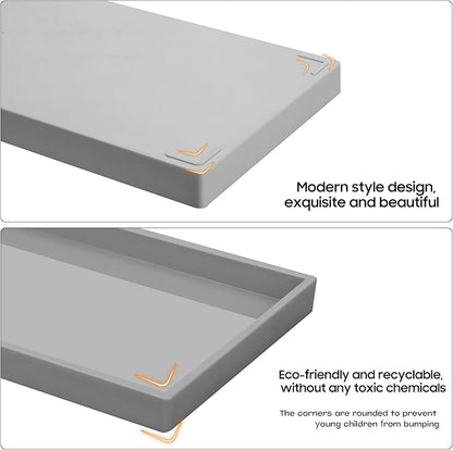 Vanity and Bathroom Tray, 7.7" ABS Countertop Organizer,Waterproof Vanity Tray for Toilet Tank,Perfume,Soap,Keys,Bathroom Accessories,Kitchen and Bath Trays,Non Slip Small Trays,Gray,2 Pack
