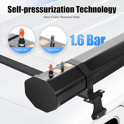Portable Water Tank for Camping, 7.93 Gallon Roof Rack Mount Road Shower Water Tank w/Storage Bag and 5.58ft Hose, Outdoor Activities Water Supply for SUVs Sedans RVs Trucks