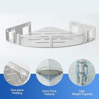 Bathroom Corner Shelf (1 Pack), 304 Stainless Steel,Integrated molding, High Weight Capacity,Wall mounted bathroom rack with nail free adhesive, Suit for storage racks in bathrooms,Kitchens