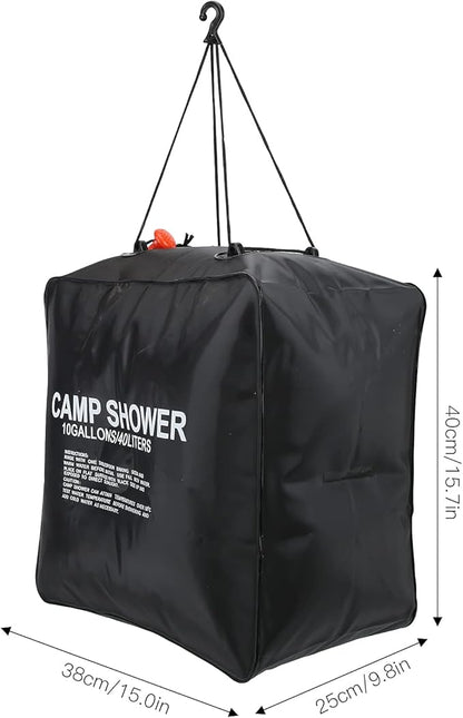 40L Solar Shower Bag, Portable Water Bag with Energy Heated System, Solar Heated Outdoor Camping Shower Bag with Advanced Shower Head, Large Capacity 10 Gallons for Hiking Beach Tr