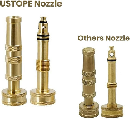 Garden Hose Nozzle, High Pressure Water Hose Nozzle Sprayer Head,fits 3/4” Garden Hose Thread,for Lawn & Garden,Washing Cars,Watering Garden,Cleaning,Showering Dogs&Pets（Brass）