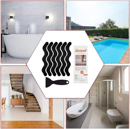Anti Slip Shower Stickers, Adhesive Decals Safety Strips Scraper for Bath Tub, Shower, Stairs, 24 Pieces (Black)