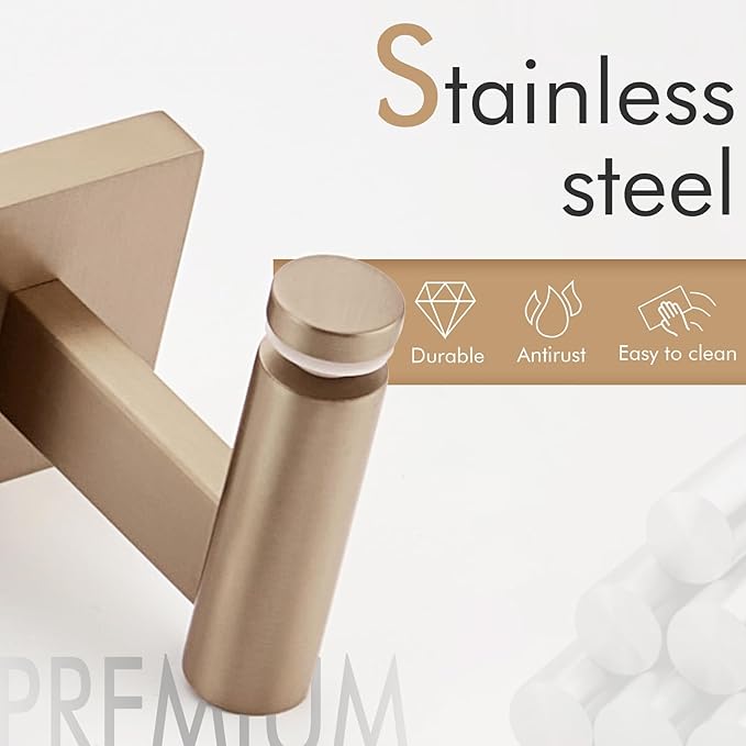 KOKOSIRI Wall Shelves Bathroom Hardware Glass Floating Shelf Small Hanging Rack Storage/Room Decor 16-Inch Champagne Bronze 2 Pack B1105CPG-L16-P2