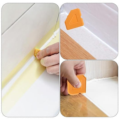 4 PCS Silicone Caulking Tool Set, Sealant Caulk Removal Finishing Grout Sealing Tools for Kitchen Bathroom Floor, Reusable Caulk Smoothing Applicator Kit (Orange)