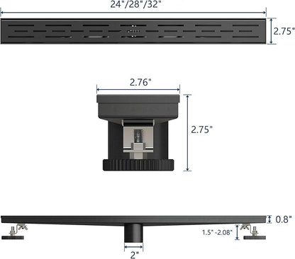Neodrain 24 in Rectangular Linear Shower Drain with Brickwork Pattern Grate, 304 Stainless Steel Bathroom Floor Drain,Shower Floor Drain Includes Adjustable Leveling Feet, Hair Strainer,Black