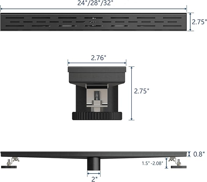Neodrain 28 Inch Rectangular Linear Shower Drain with Brick Pattern Grate, 304 Stainless Steel Bathroom Floor Drain,Shower Floor Drain Includes Adjustable Leveling Feet, Hair Strainer,Black
