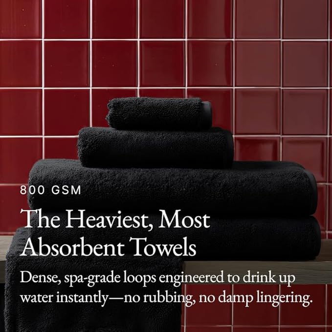 Italic Ultraplush 100% Australian Cotton Bath Sheets - Set of 2 Luxury Extra Large Heavy Duty Bath Sheets, 800GSM Plush and Absorbent Bath Sheets for Hotels, Bath & Spa (Black)