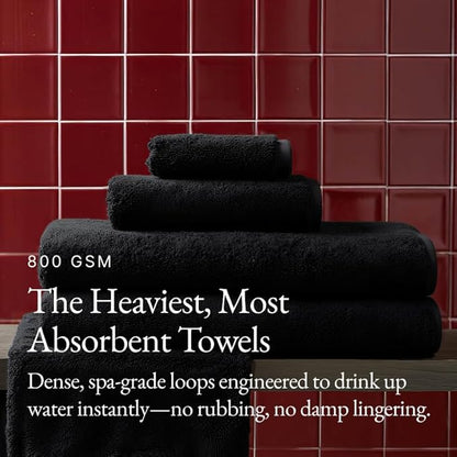Italic Ultraplush Luxe 6 Piece Towel Set – 2 Bath Sheets, 2 Hand Towels, 2 Washcloths – 800GSM Soft, Highly Absorbent & Quick Drying, Resort Grade 100% Australian Cotton Towels (Black)