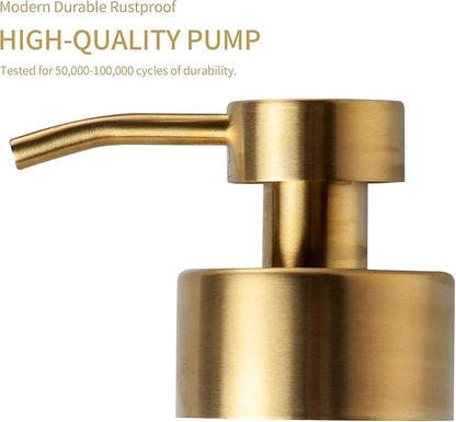 Enra Thick Glass Soap Dispenser with Stainless Steel Pump,12oz Gold Bathroom Hand Liquid Soap Dispensers,Lotion Dispenser,Soap Dispenser for Bathroom,Kitchen