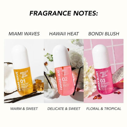 Holler And Glow Hawaii Heat Body & Hair Mist, Warm Vanilla, Peony & Amber Scent, Long-Lasting Daily Fragrance, Lightweight, Vegan, Cruelty-Free, Alcohol-Free, Hydrating Hair Perfume, 8.11 Fl Oz