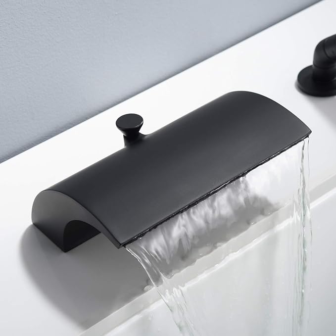 sumerain Black Roman Tub Faucet with Hand Shower High Flow Waterfall Spout with Diverter