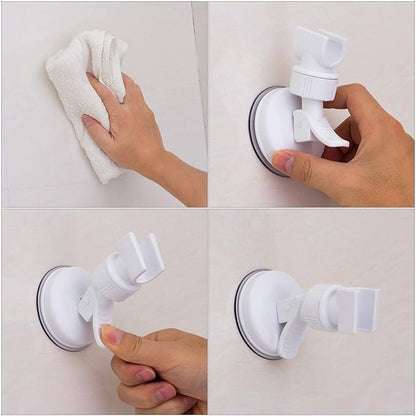 Suction Cup Shower Head Holder - Adjustable Height Bracket, Removable Handheld Wand, Wall Mounted