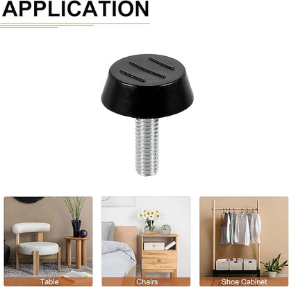 M6x22x22mm(DxLxOD) Screw on Furniture Glide Leveling Feet - 12Pack - Good for Furniture - Adjustable Thread Furniture Levelers - Black
