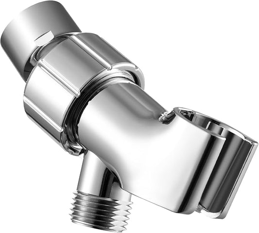 OFFO Shower Head Holder with Solid Metal Ball Joint for Handheld Shower Head, Adjustable Shower Arm Mount for Connecting Shower Arm and Shower Hose, 1/2 in IPS Female Inlet and Male Outlet, Chrome