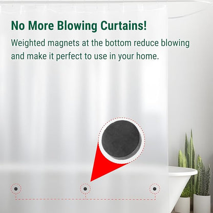 Bowery Home Eco-Friendly Recycled PEVA Shower Curtain Liner – Waterproof, Sustainable, Non-Toxic Shower Curtain Liner, with Rust-Proof Grommets, NOT Made in China - 72x72IN, 4G – Frosted