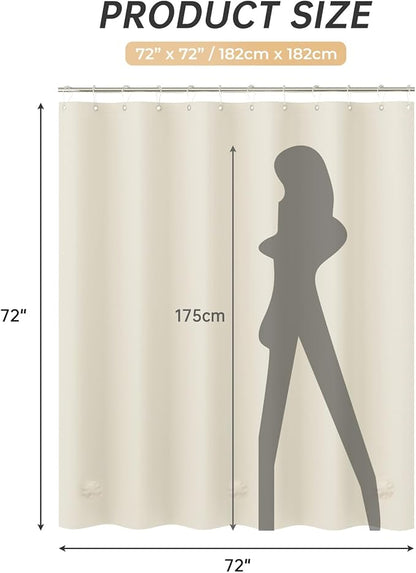 AmazerBath Plastic Shower Curtain Liner, 72 x 72 Inches EVA 8G Heavy Duty Beige Waterproof Weighted Thick Bathroom Curtain with 3 Clear Weights and 12 Rustproof Grommet Holes