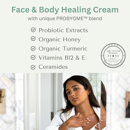 Yobee Body & Face Moisturizing Cream for Dry, Sensitive Skin | Probiotic extracts, Honey, Turmeric, Vitamin B12, Ceramides, Shea Butter | Fragrance Free | For Kids & Adults (3)