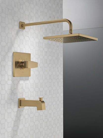 Delta Faucet Modern Raincan Square Single-Function Tub and Shower Trim Kit Brushed Nickel, Tub Faucet Set, Rainfall Shower Head, Spotshield Stainless T14468-SP-PP (Valve Not Included)