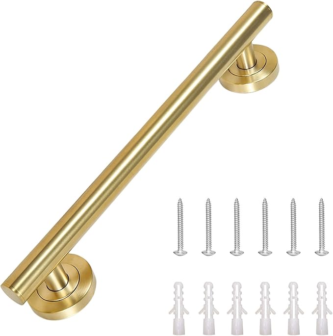 Lava Odoro Shower Grab Bar, Modern Stainless Steel Handicap Grab Bar for Bathtubs and Showers, Shower Safety Bar for Seniors Disabled, ADA-Compliant (Brushed Gold, 18 Inch)