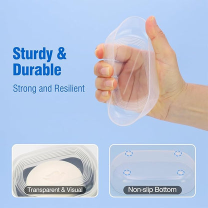 Soap Box, Travel Soap Container, Bar Soap Case with Removable Draining Layer - Clear Style A