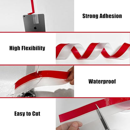 Wide Silicone Weather Stripping, 3 inch (W) x 20 Ft (L) Door Draft Stopper, Silicone Seal Strip for Doors Windows and Shower Glass Gap, White