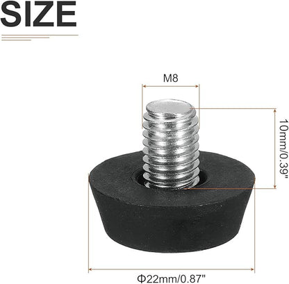 M8x10x22mm(DxLxOD) Screw on Furniture Glide Leveling Feet - 12Pack - Good for Furniture - Adjustable Thread Furniture Levelers - Black