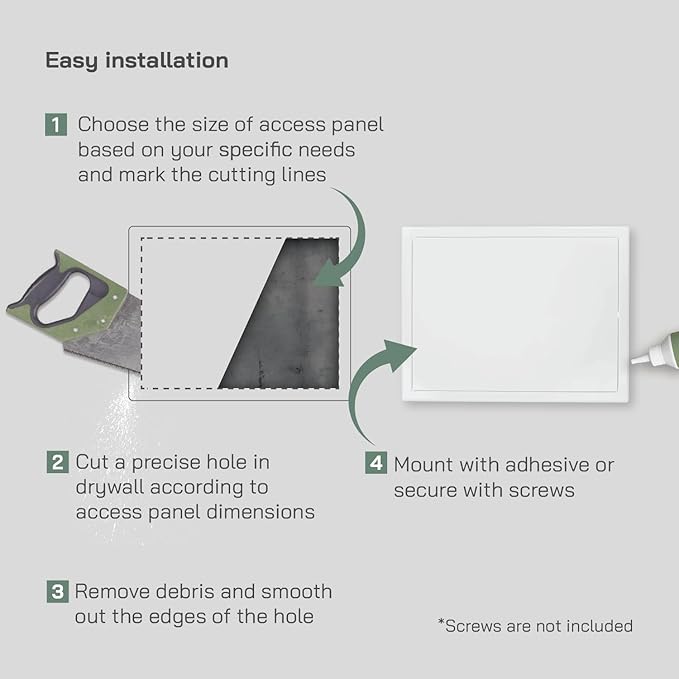 Vent Systems 16" x 12" Inch White Galvanized Steel Access Panel – Durable Access Door for Drywall, Wall or Ceiling – Easy Service Panel for Plumbing, Electrical, HVAC, and Maintenance Openings