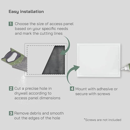 Vent Systems 16" x 12" Inch White Galvanized Steel Access Panel – Durable Access Door for Drywall, Wall or Ceiling – Easy Service Panel for Plumbing, Electrical, HVAC, and Maintenance Openings