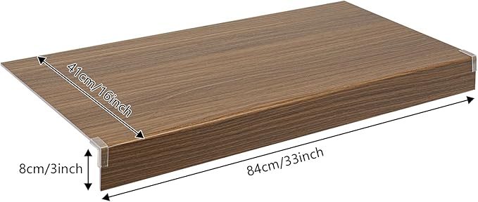 33 Inch Floating Shelves for Wall, 16 Inch Deep Hanging Shelf, Large Display & Storage Shelf for Bathroom, Bedroom, Living Room, Set of 5 (Dark Wood Color, 33 Inch)