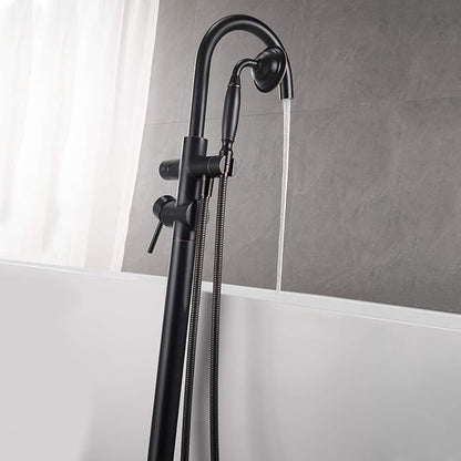 Tub Filler Freestanding Bathtub Faucet Oil Rubbed Bronze Floor Mounted Brass Bathroom Tub Faucets with Hand Shower