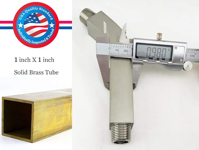 Aquaiaw Square Shower Arm and Anti-Scratch O-Ring Flange, 6 inch, Solid Brass, Both Soldered 1/2 NPT Tapered Threads, Shower Head Arm, Wall Mount Shower Extension Arm (PVD Brushed Nickel)
