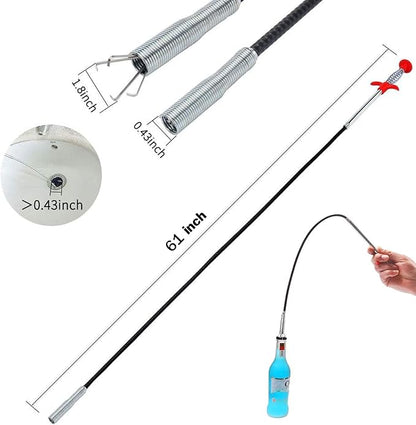Drain Snake 61 Inch Flexible Claw Grabber Tool with 4 Claws Bendable Hose - Flexible Grabber Claw Pick Up Reacher Tool for Clogged Drains Opener Cleaning