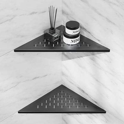 lives 2 Pack Corner Shower Shelf 10" Slot Design Recessed Shower Shelves for Tiled Wall, 304 Stainless Steel Corner Shelf for Bathroom, No Drilling Needed (Matte Black, Cross)