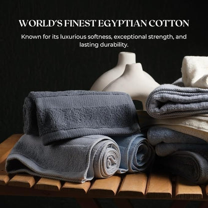 Egyptian Cotton Towel Set - 3 Piece | Ultra Soft 100% 600 GSM Towels | 1 Bath, 1 Hand, 1 Washcloth | Quick Dry, Durable for Bathroom, Home, Spa, Gym | Premium Towel Set (Light Gray)