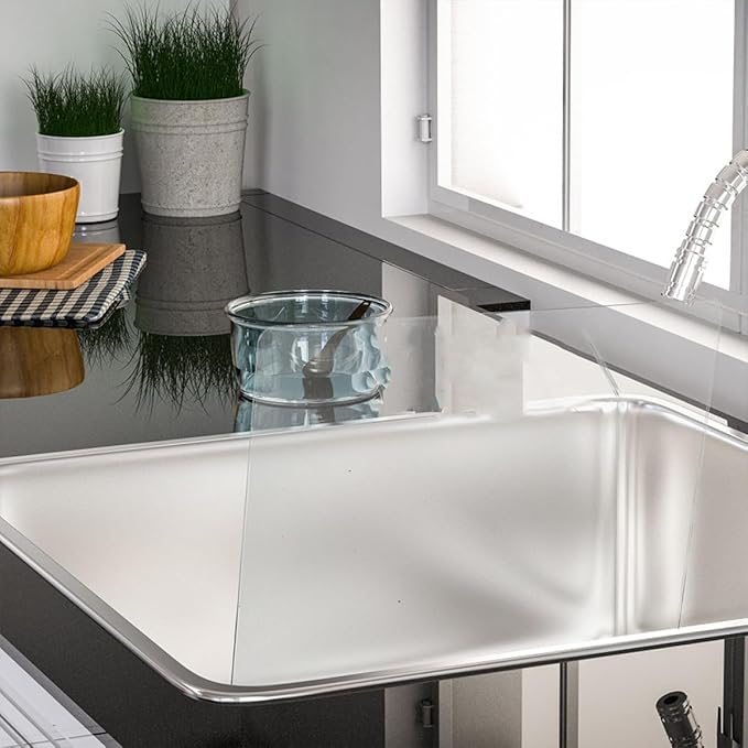 Acrylic Splash Guard for Kitchen Sink, Freestanding Splash Panel Barrier Behind Faucet, Suitable for Bathroom and Bathtub,