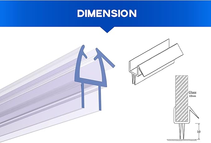 B1 Shower Door Bottom Seal Sweep Stop Shower Leaking, 3-Pack*15.7inch Frameless Glass Seal Strip for 3/8″ Glass, Total Length 47″, 3 Section Segmented Installation(15.7inch*3)